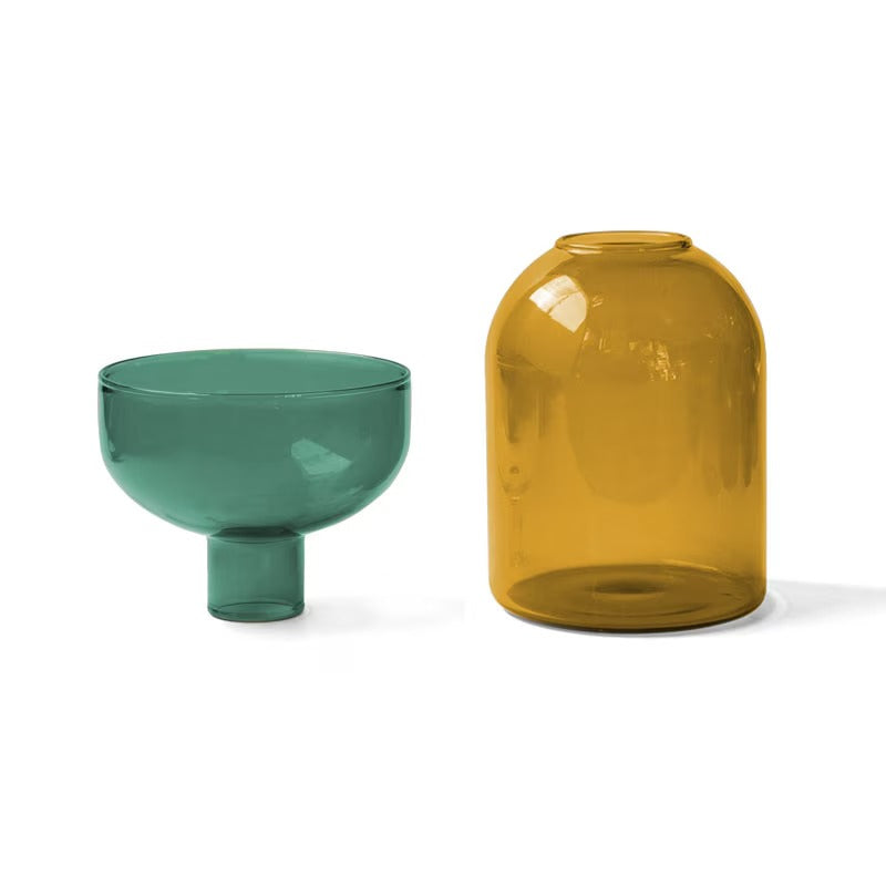amabro TWO TONE VASE 方形拼色玻璃花樽