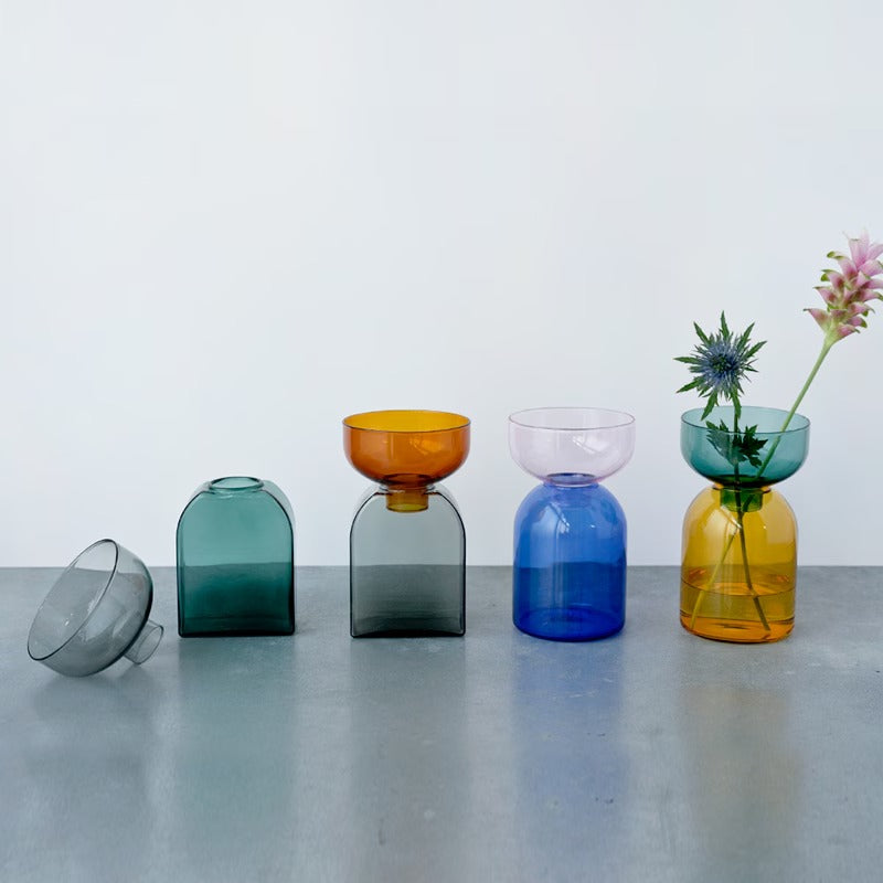 amabro TWO TONE VASE 方形拼色玻璃花樽