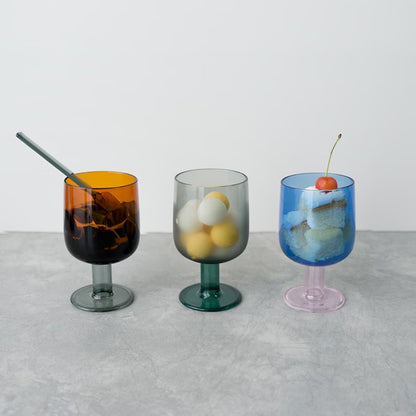 amabro TWO TONE WINE GLASS 拼色玻璃高腳酒杯